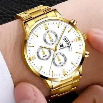 2021 Oameni de afaceri de lux Militare Cuarț ceas de aur din oțel inoxidabil trupa bărbați ceasuri calendar Data masculin ceas Relogio direct