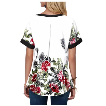 S-5XL Femei, Plus Dimensiune Bluze cu Maneci Scurte Florale Imprimate Tricou Casual Split V-Neck Loose Doamnelor Topuri de Vară 2021 Nouă Dimensiune Mare