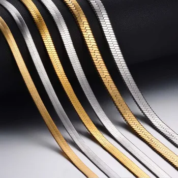 Lățimea 2/2.5/3/4/5/6mm Plat din Oțel Inoxidabil Colier de Aur rezistent la apa Voalat Șarpe Lanț Bărbați Bijuterii Cadou Nu alergic