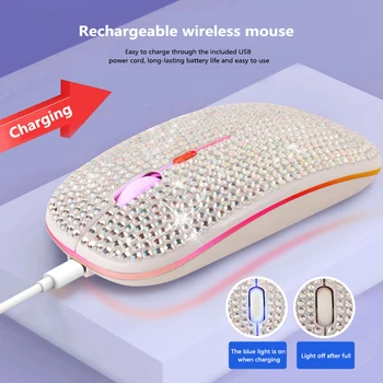 VML-10 2.4 G Wireless Mouse-ul împânzit cu Diamante Modul Dual Bluetooth Tăcut Mousee NE VML-10 USB Reîncărcabilă RGB Silent Mouse-ul