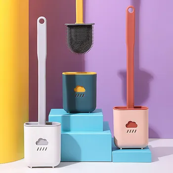 Baie, Toaletă Instrumente De Curățare Silicon Perie De Toaletă Cu Perie De Toaletă Titularul Creative Perie De Curățare Set De Instrumente De Curățare