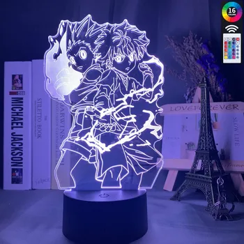 Gon si Killua Figura 3d Lumina de Noapte Anime HUNTER Veioza pentru Copii de Pat Cameră Decor Iluminat Copil de Crăciun Deco Lampă de Noptieră