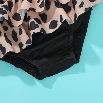 2 buc Copilul copil Fete Costume de baie Copii Volane Leopard de Imprimare pe Un Umăr Bikini Beachwear Drăguț de Baie Costume de baie 2021