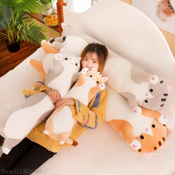 50cm Jucării de Pluș Animale Pisica Drăguț Creative Jucării Moi Umplute Birou Pauza de Somn de Dormit Perna Umplute Cadou Papusa pentru Copii