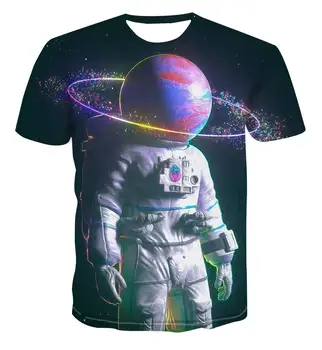 Populare de imprimare 3D astronaut / peisaj / design creativ bărbați și femei vara de culoare T-shirt casual rece versatil