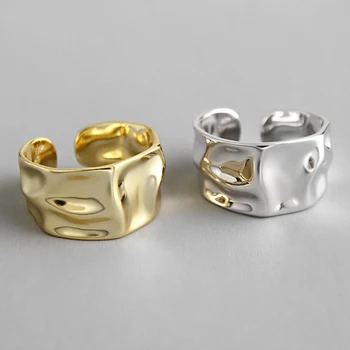 2021 Trendy Moda Clasic Neregulate Concave Convexe De Aur Argint Culoare Inel Lățime Deschide Deget Inel Pentru Femei Barbati