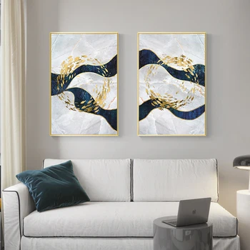 Rezumat Pește de Aur Panza Pictura Nordică Marmură Decor Japonez de Imprimare Mare de Aur Poster de Arta de Perete pentru Camera de zi Moderne, Tablouri