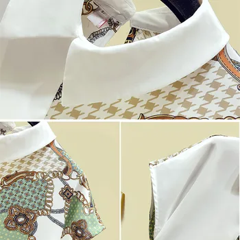 2020 Vara pentru Femei Mâneci Scurte Rândul său, în Jos Guler Mozaic de Imprimare Șifon Tricou Doamnelor Camasi Bluza Topuri Blusas A3446