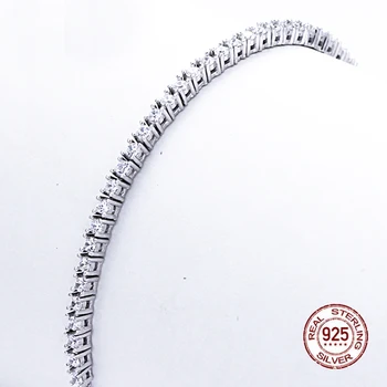 Solid Real Argint 925 Brățară de Tenis(15-21 CM) + Inel (de Dimensiuni 5-9) Seturi de 2mm Zirconiu Bijuterii Fine pentru Femei
