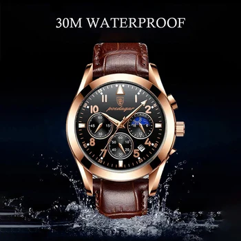 POEDAGAR Ceasuri Sport 2021 Noua Moda Bărbați din Cuarț de Brand de Top de Lux din Piele rezistent la apa Luminos Ceas de mână Ceas