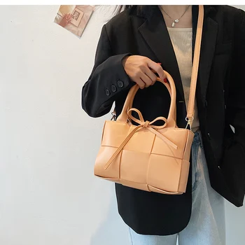Moda Țese Square Tote sac Femei de Înaltă calitate din Piele PU pentru Femei Geantă de mână de Designer de brand de Lux Umăr, Crossbody Genti 2021
