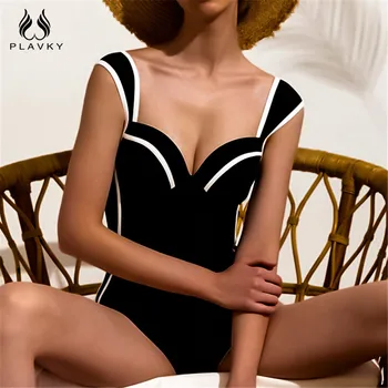 Sexy Retro Cu Dungi Alb Negru Push-Up-O Singură Bucată De Costume De Baie Body Doamnelor 2021 Monokini Costume De Baie Femei Înota Costum De Baie Trikini
