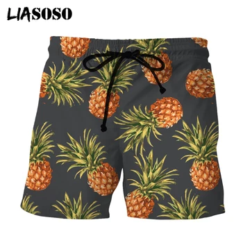 LIASOSO de Imprimare 3D Fructe de Ananas pantaloni Scurti Barbati Unisex Casual, Costume de baie Beach Pantaloni Scurți Femei de Vara Scurte, Pantaloni Oversize