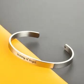 PolishedPlus Personalizat bratara mami de inger cadou de ziua mamei brățară din oțel inoxidabil Scrisoare personalizată pentru Femei fata cadou