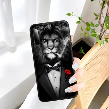 Man Lion Costum, Cămașă Cravată Silicon Negru Telefon Mobil Caz Acoperire Pentru Samsung Galaxy S9 S10 S20 S21 S30 Plus Ultra S10e S7 S8