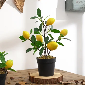 Fructe Artificiale Pomi De Simulare De Lamaie, Rodie Bonsai Homedecoration Ghivece Cu Plante Pentru Camera De Zi Ornament