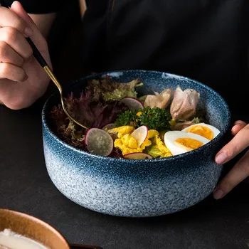 900ml Japonia Sănătos Tacamuri din Ceramică Poetic Noodle Bowl 6-Inch Restaurant de Familie Salata Ramen Bol de Supa de Orez Vas Mic, Ustensile de