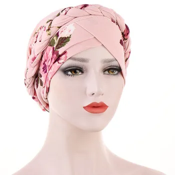 Turban Hijab Hijab Musulman Capace Răsucite Camuflaj Florale Femeile Dorm Pălărie Turban Folie Cap Pălării Turbantes Capace Caciulita 2020