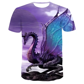 3D de imprimare de desene animate dragon de zbor nor hipster cer albastru T-shirt T-shirt, de sex masculin/de sex feminin Hiphop T-shirt 2019 îmbrăcăminte pentru Bărbați Harajuk