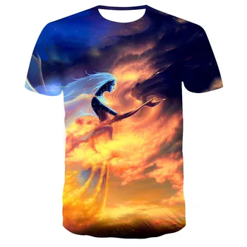 3D de imprimare de desene animate dragon de zbor nor hipster cer albastru T-shirt T-shirt, de sex masculin/de sex feminin Hiphop T-shirt 2019 îmbrăcăminte pentru Bărbați Harajuk