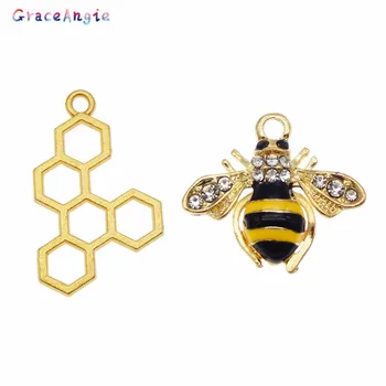6pcs fagure de miere de albine și Farmecele Email Colier Pandantiv de Cristal de Aur Animal Bratara Handmade Bijuterii DIY Cercei Accesorii