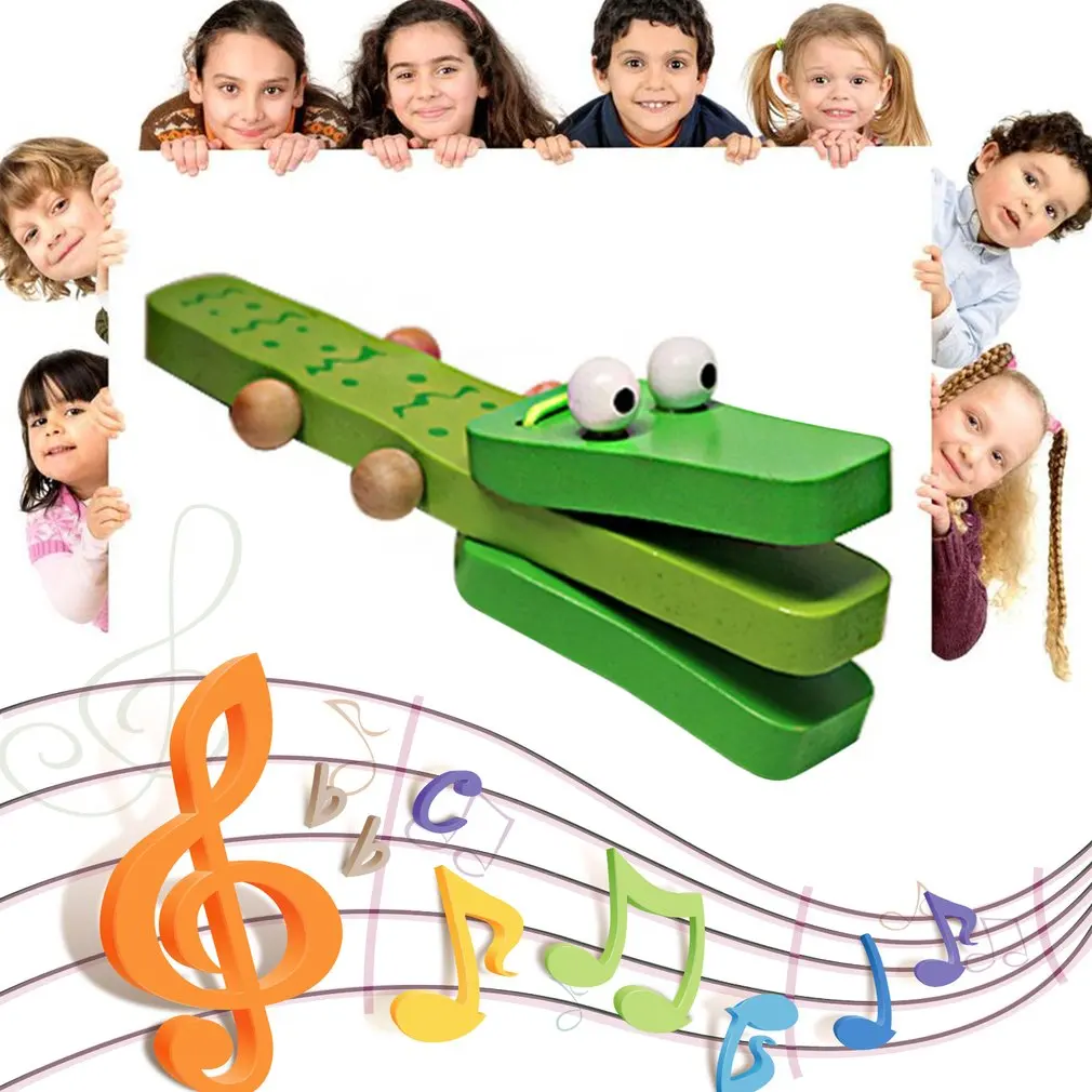 Orff lume Crocodil Forma de Lemn Castanet Copilul Instrument Muzical de Desene animate Muzicale pentru Copii de Învățământ Instrument de Jucărie Zuruitoare Jucărie