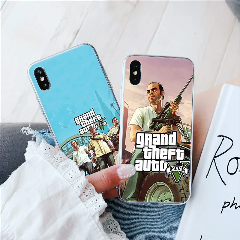 Grand Theft Auto GTA Silicon Transparent Cazul în care Telefonul Pentru iPhone 11 XR 12 Pro Max X XS XR 7 8 6S Plus 5S SE2020 Moale Capacul din Spate
